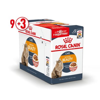Вологий корм для котів pouch Royal Canin Intense Beauty Gravy pouch 85 г, 9+3 шт - домашня птиця - masterzoo.ua