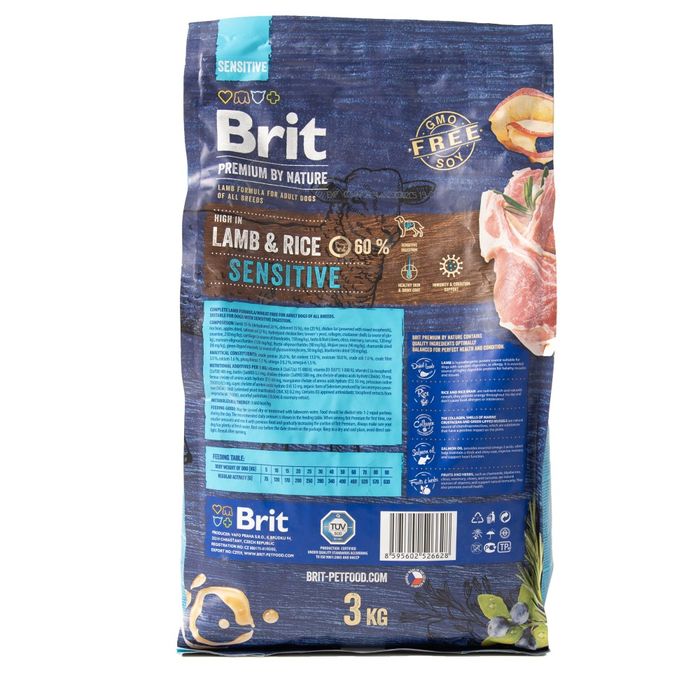 Сухий корм для собак Brit Premium Dog Sensitive 3 кг - ягня та рис - masterzoo.ua