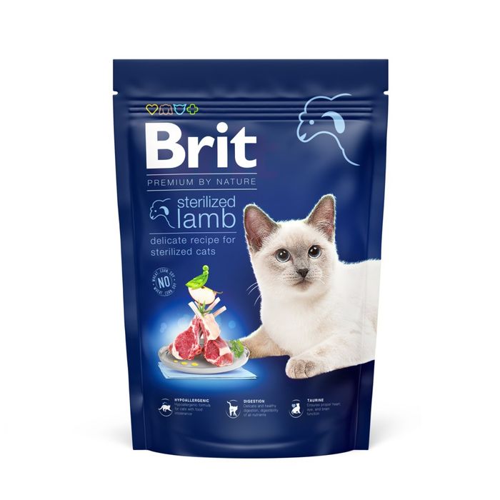 Сухий корм для котів Brit Premium by Nature Cat Sterilized 800 г - ягня - masterzoo.ua