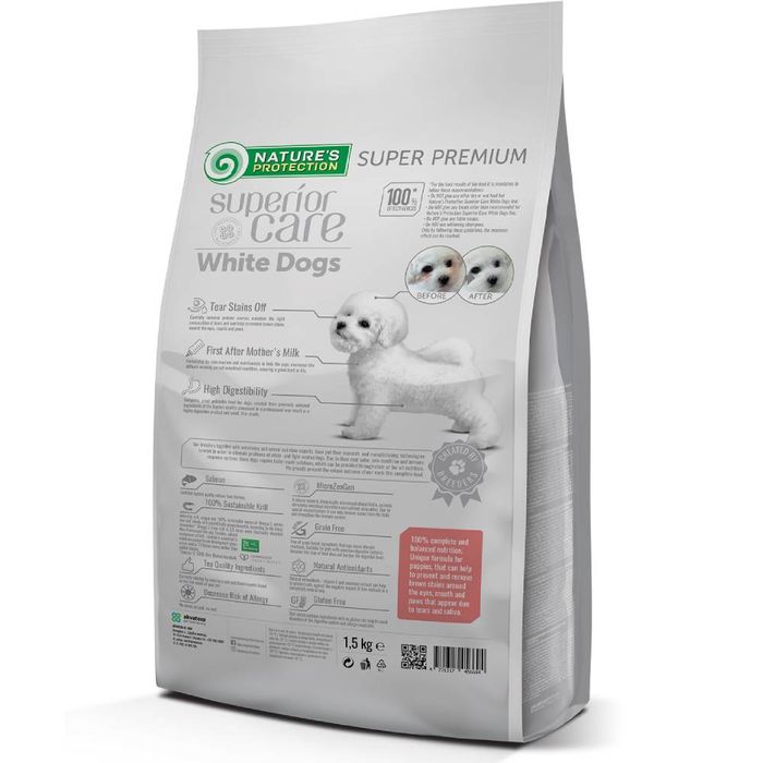 Сухий корм для цуценят Nature's Protection Superior Care White Dogs Grain Free Starter All Breeds 1,5 кг - лосось - masterzoo.ua