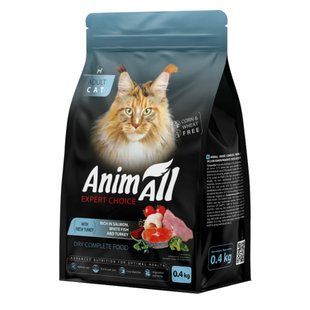 Сухой корм для кошек AnimAll Adult 400 г - лосось, белая рыба и индейка - masterzoo.ua