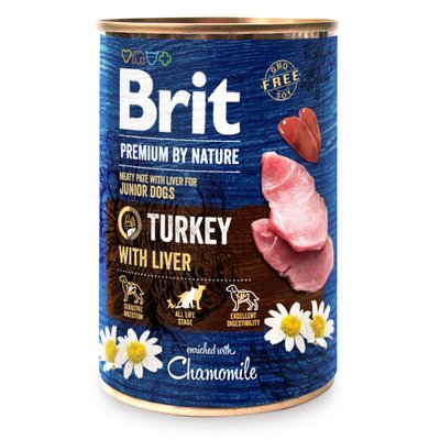 Влажный корм для щенков и молодых собак Brit Premium By Nature Turkey with Liver 800 г (индейка) - masterzoo.ua