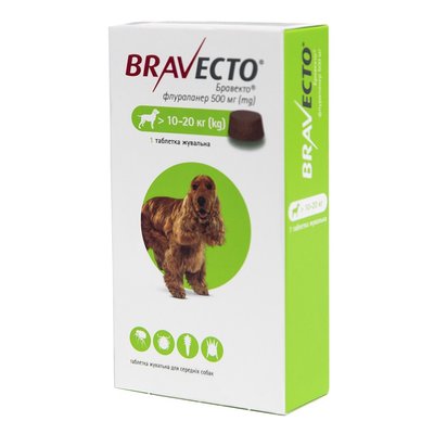 Bravecto (Бравекто) от 10 до 20 кг, 1 шт - masterzoo.ua