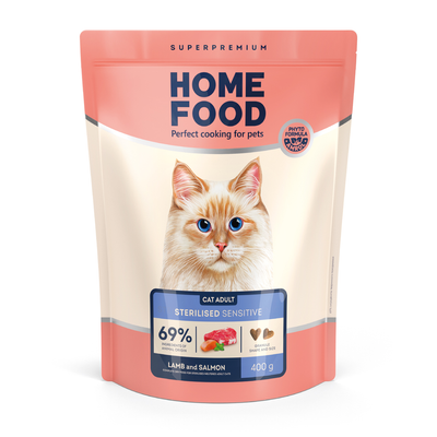 Сухой корм для котов Home Food Adult with Sensitive Digestion 400 г - ягнёнок с лососем - masterzoo.ua