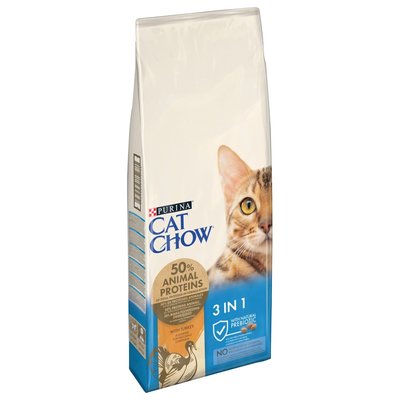 Сухой корм для котов Cat Chow Feline 3 in 1 15 кг - индейка - masterzoo.ua