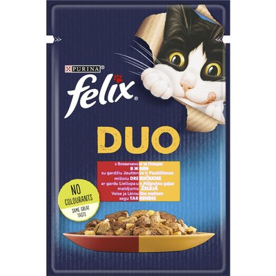 Влажный корм для кошек Felix Fantastic Duo 85 г - говядина и птица - masterzoo.ua