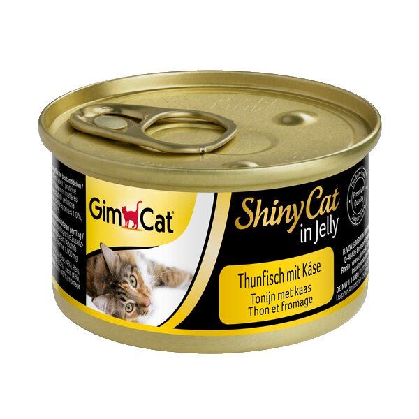 Вологий корм для котів GimCat Shiny Cat 70 г (тунець та сир) - masterzoo.ua