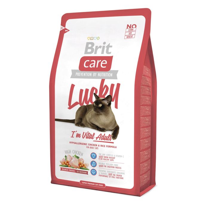Сухой корм для взрослых кошек Brit Care Cat Lucky I am Vital Adult 2 кг (курица и рис) - masterzoo.ua