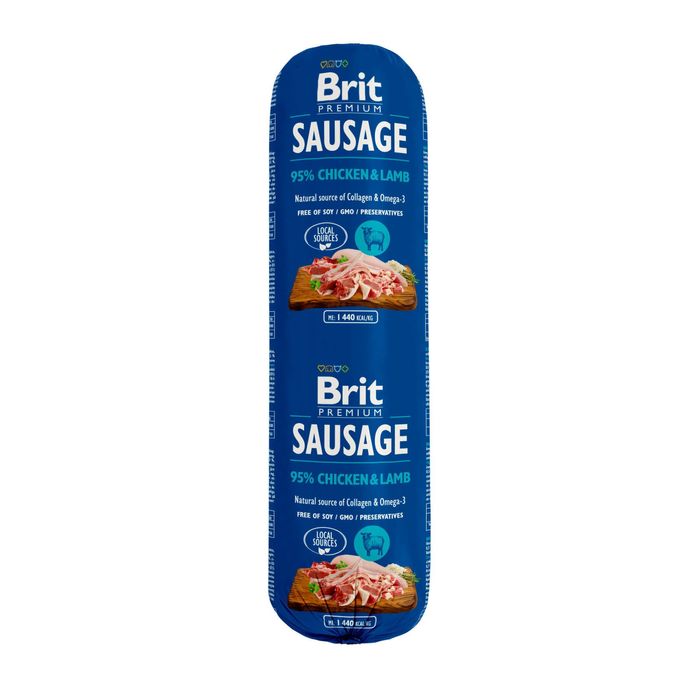 Вологий корм для собак Brit Premium Sausage Chicken & Lamb 800 г (курка та ягня) - masterzoo.ua