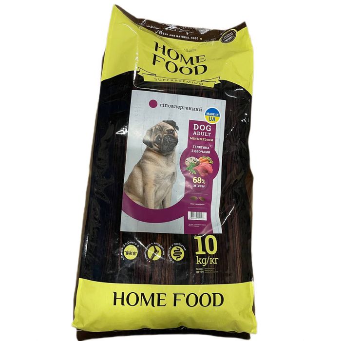 Сухий корм для собак Home Food Hypoallergenic Adult Mini/Medium 10 кг - телятина з овочами - masterzoo.ua