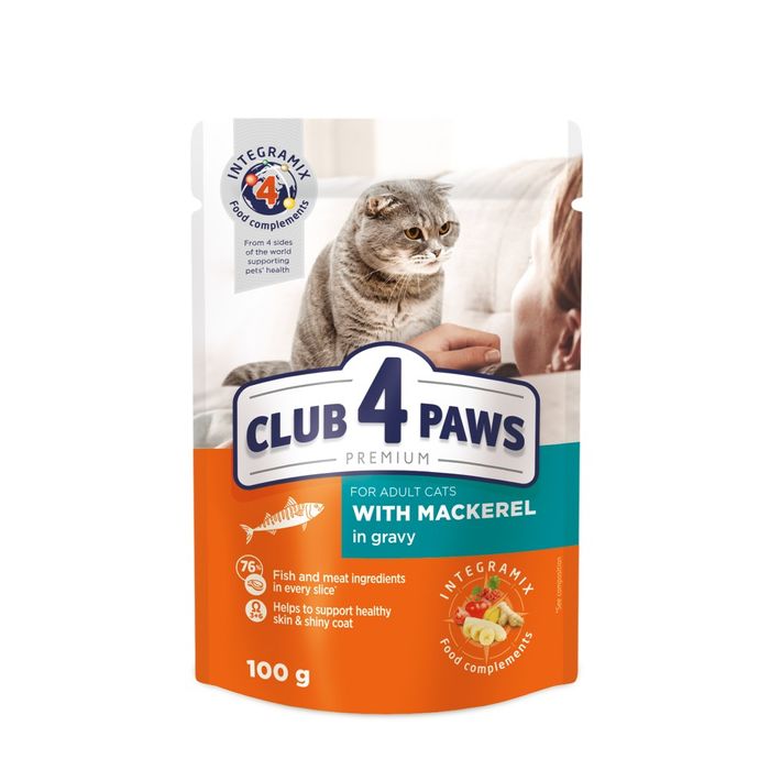 Влажный корм для кошек Club 4 Paws Premium pouch 100 г - макрель - masterzoo.ua