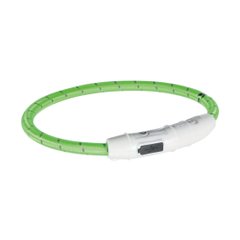 Ошейник Trixie полиуретановый светящийся USB «Flash» XS-S 35 cм / 7 мм (зелёный) - masterzoo.ua