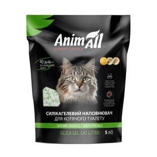 Наполнитель силикагелевый для кошачьего туалета AnimAll Зеленый изумруд 5 л - без аромата - masterzoo.ua