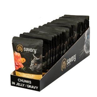 Упаковка влажного корма для кошек Savory Sterilized 22 шт х 85 г - индейка и морковь - masterzoo.ua
