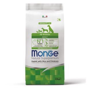 Cухий корм для собак Monge Monoprotein All Breeds Adult 2,5 кг - кролик, рис та картопля - masterzoo.ua