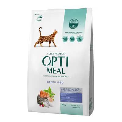 Сухой корм для кошек Optimeal Adult Cat Sterilised 4 кг - лосось - masterzoo.ua