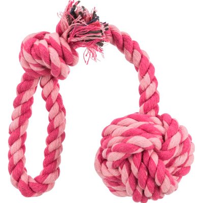 Іграшка для собак Trixie М'яч плетений з ручкою 30 см, d=5,5 см (текстиль, кольори в асортименті) - masterzoo.ua
