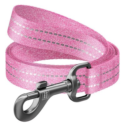 Поводок светоотражающий Collar WAUDOG Re-cotton, S, 1,5 м / 15 мм (розовый) - masterzoo.ua