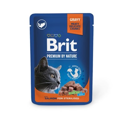 Вологий корм для котів Brit Premium Sterilised pouch 100 г - лосось - masterzoo.ua