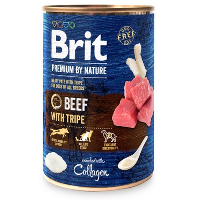 Вологий корм для собак Brit Premium By Nature Beef with Tripe 400 г (яловичина) - masterzoo.ua