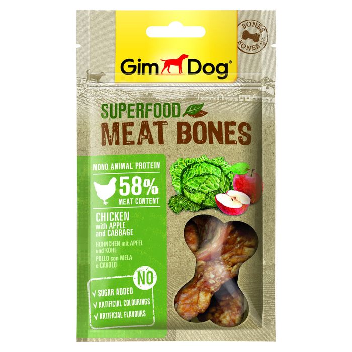 Лакомство для собак GimDog Superfood Meat Bones 70 г (курица, яблоко и капуста) - masterzoo.ua