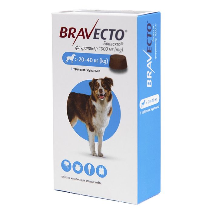Bravecto (Бравекто) от 20 до 40 кг, 1 шт - masterzoo.ua