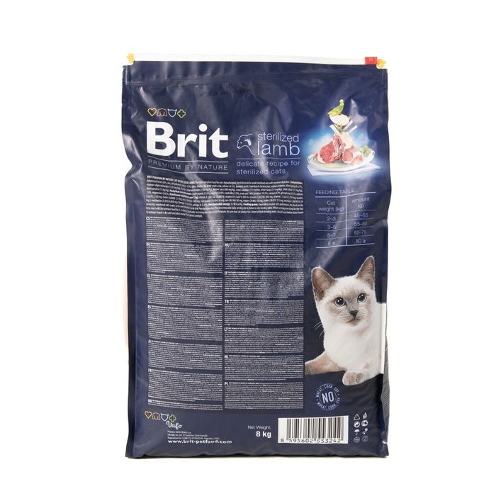 Сухой корм для кошек Brit Premium by Nature Cat Sterilized 8 кг - ягненок - masterzoo.ua