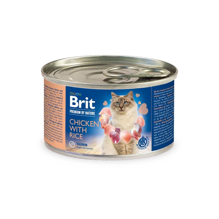 Вологий корм для котів Brit Premium Chicken & Rice 200 г (паштет з куркою та рисом) - masterzoo.ua