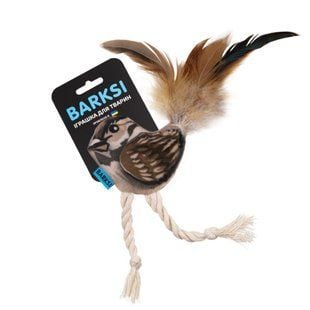 Іграшка для котів Barksi Горобець з дзвіночком 9х7 см - коричневий - masterzoo.ua