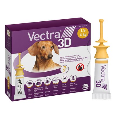 Капли на холку для собак Ceva «Vectra 3D» (Вектра 3D) от 1,5 до 4 кг, 1 пипетка (от внешних паразитов) - masterzoo.ua