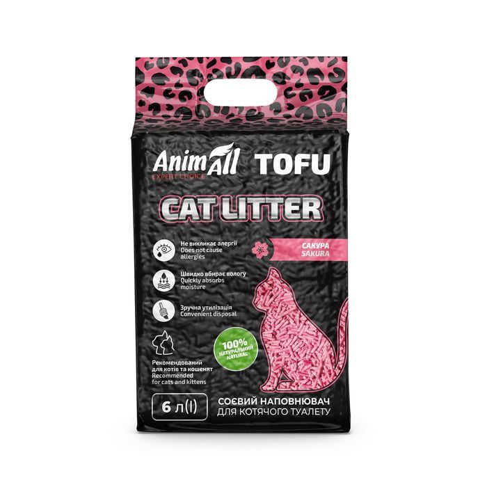 Наповнювач соєвий для котячого туалету AnimAll Tofu 6 л - сакура - masterzoo.ua