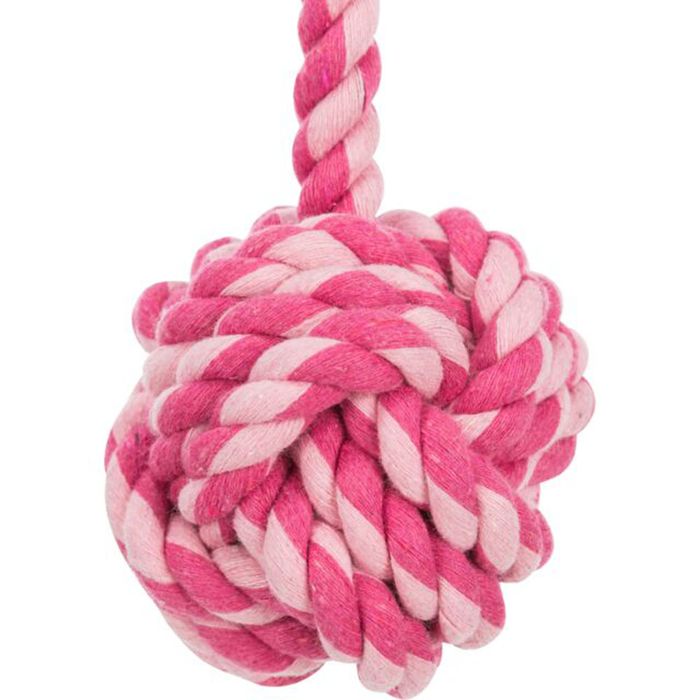 Іграшка для собак Trixie М'яч плетений з ручкою 50 см, d=7 см (текстиль, кольори в асортименті) - masterzoo.ua