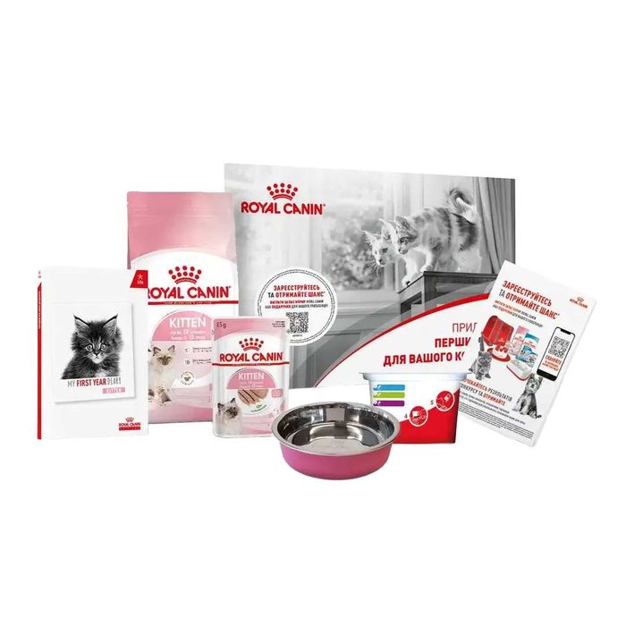 Набор сухого и влажного корма для котят Royal Canin Kitten 400 г + pouch 1 шт х 85 г - masterzoo.ua