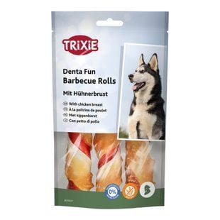 Лакомство для собак Trixie Denta Fun Barbecue Rolls 12 см 3 шт 105 г - курица - masterzoo.ua