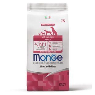 Cухий корм для собак Monge Monoprotein All Breeds Adult 2,5 кг - яловичина та рис - masterzoo.ua