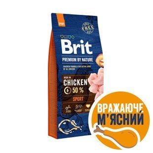 Cухой корм для собак Brit Premium Sport 15 кг - курица - masterzoo.ua