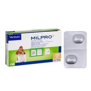 Таблетки для цуценят Virbac Milpro від 0,5 до 10 кг 2,5мг/25мг, 4 шт - masterzoo.ua