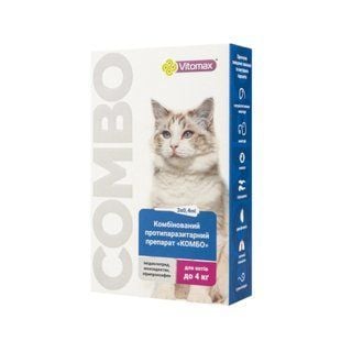 Vitomax Combo краплі на холку для котів до 4 кг 3 шт х 0,4 мл - masterzoo.ua
