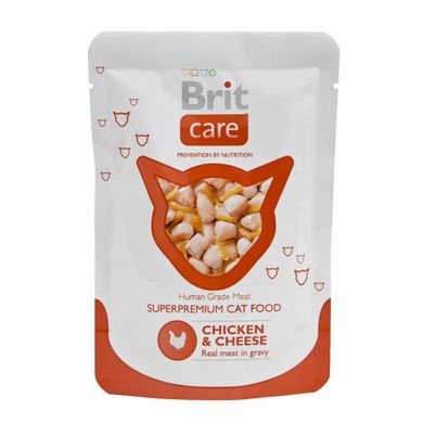 Вологий корм для котів Brit Care Cat Chicken & Cheese pouch 80 г (курка та сир) - masterzoo.ua