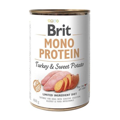 Вологий корм для собак Brit Mono Protein Turkey & Sweet Potato 400 г (індичка та батата) - masterzoo.ua