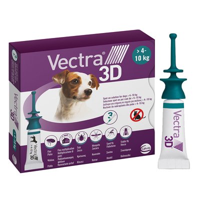 Капли на холку для собак Ceva «Vectra 3D» (Вектра 3D) от 4 до 10 кг, 1 пипетка (от внешних паразитов) - masterzoo.ua