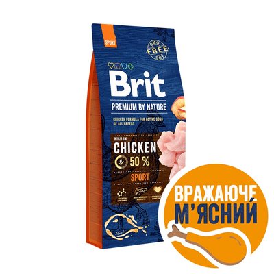 Сухой корм для активных собак всех пород Brit Premium Sport 15 кг (курица) - masterzoo.ua