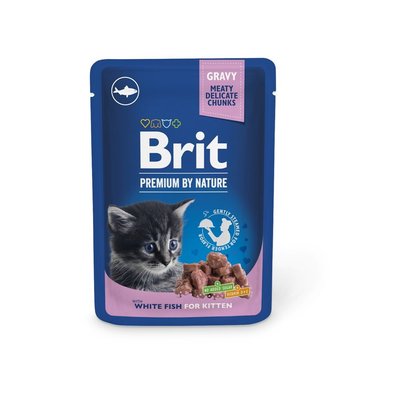 Вологий корм для кошенят Brit Premium pouch 100 г - біла риба - masterzoo.ua