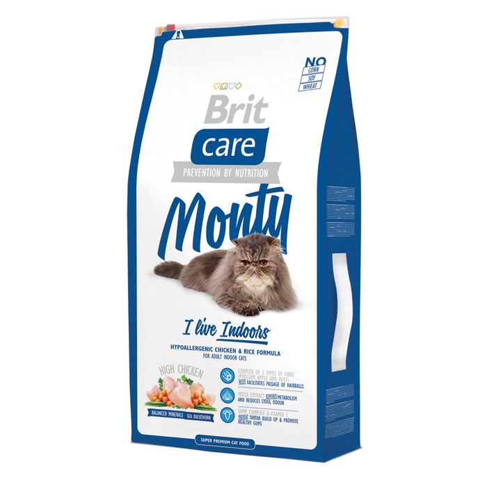 Сухий корм для котів, які живуть в приміщенні Brit Care Cat Monty I am Living Indoor 7 кг - курка та рис - masterzoo.ua