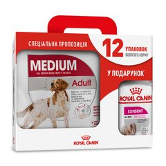Акционный набор для собак Royal Canin Medium Adult 4 кг + Royal Canin Exigent loaf wet 12 шт х 85 г (домашняя птица) - masterzoo.ua