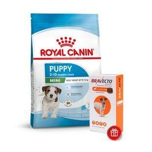 Cухий корм для цуценят Royal Canin Puppy Mini 8 кг + Таблетки Bravecto для собак 4,5-10 кг - masterzoo.ua