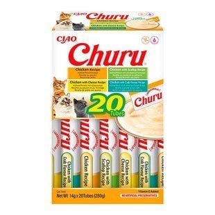 Набор лакомств для кошек Inaba Churu 20 шт х 14 г - курица, морской гребешок, сыр и краб - masterzoo.ua