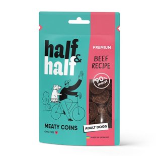 Лакомство для собак Half&Half Meaty Coins Adult 100 г - говядина - masterzoo.ua