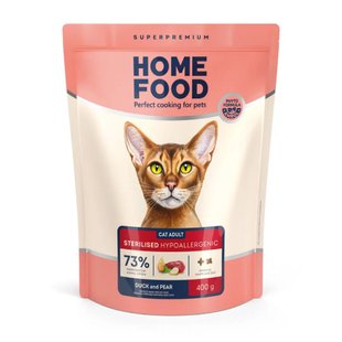 Сухой корм для котов Home Food Adult Hypoallergenic Grain-Free 400 г - утиное филе и груша - masterzoo.ua