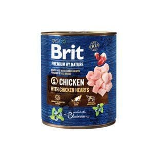 Влажный корм для собак Brit Premium By Nature 800 г - курица, куриные сердца и голубика - masterzoo.ua